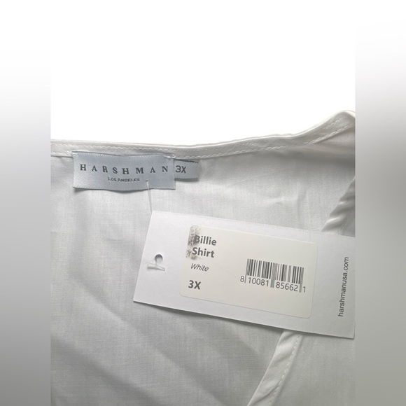 Harshman Billie White Button Front Blouse 3X NWT Cotton Oversized Top - Picture 5 of 7